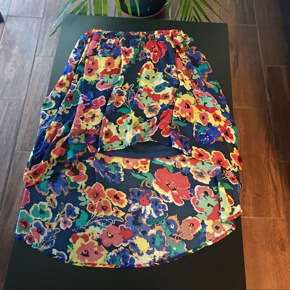 Floral High Low Skirt